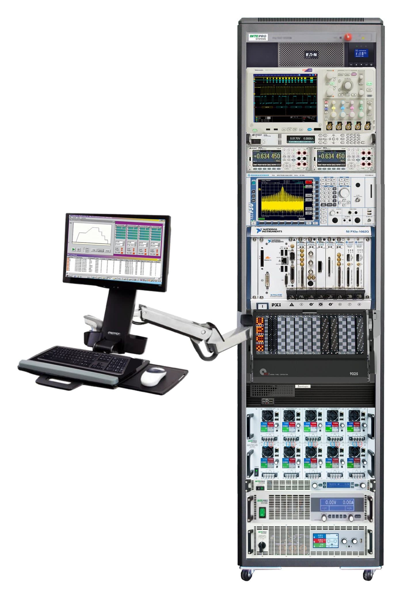 An Intepro ATE rack front, cut out on white
